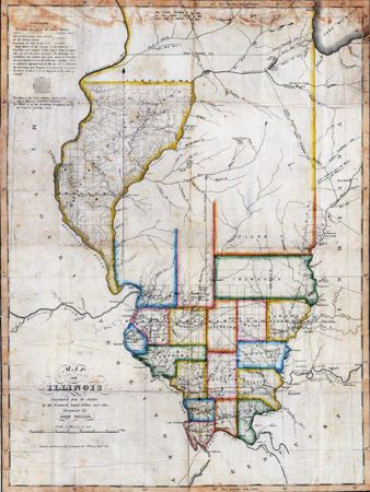 1818 Map of the new State of Illinois